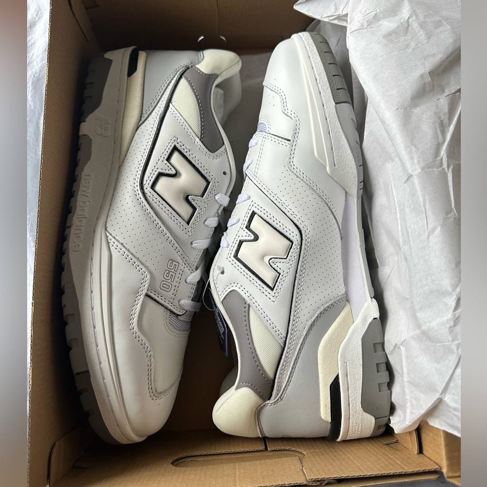New Balance 550 Sneaker, Men’s size 14, Color: White Marblehead